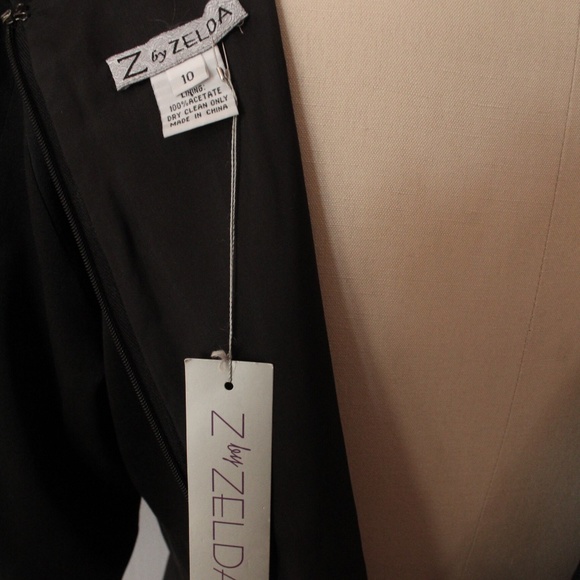 NWT Modern Z by Zelda Black Satin Short Puff Sleeve Dress - Picture 2 of 4